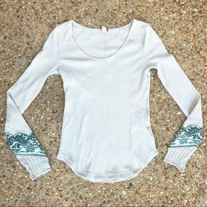 Free People We the Free Bandana Cuff Thermal Top Size M
